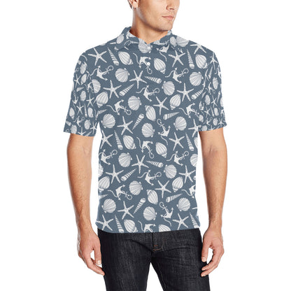 Products Seashell Print Design LKS306 Men Polo Shirt
