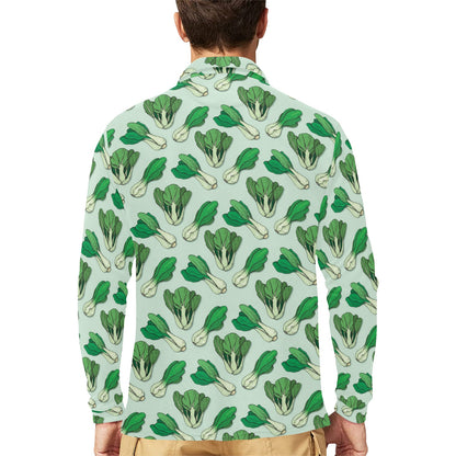 Bok Choy Pattern Print Design 01 Long Sleeve Polo Shirt For Men's
