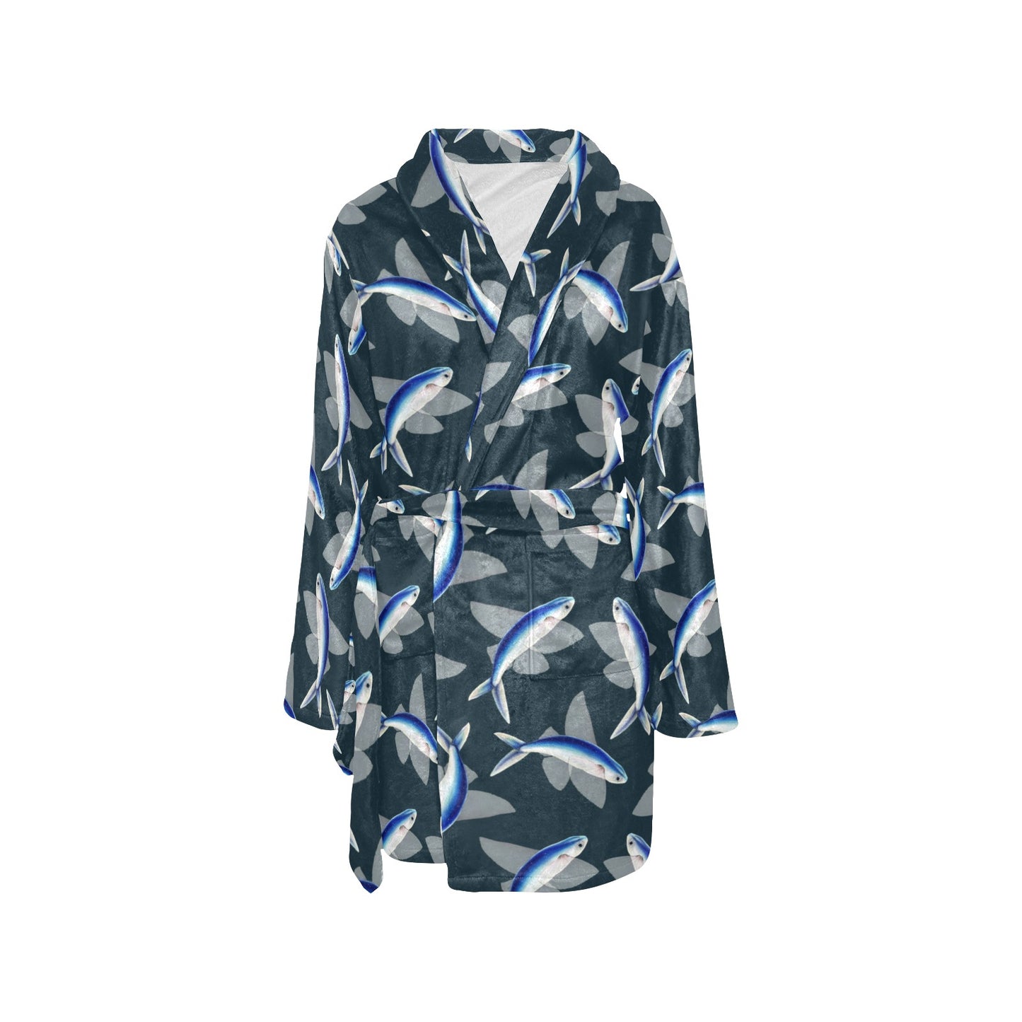 Flying Fish Pattern Print Design 04 Women's Fleece Robe