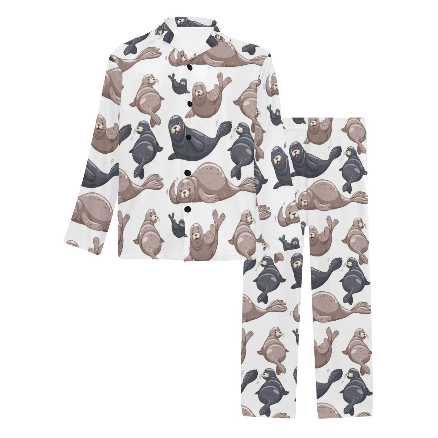 Sea Lion Pattern Print Design 02 Men's Long Pajama Set