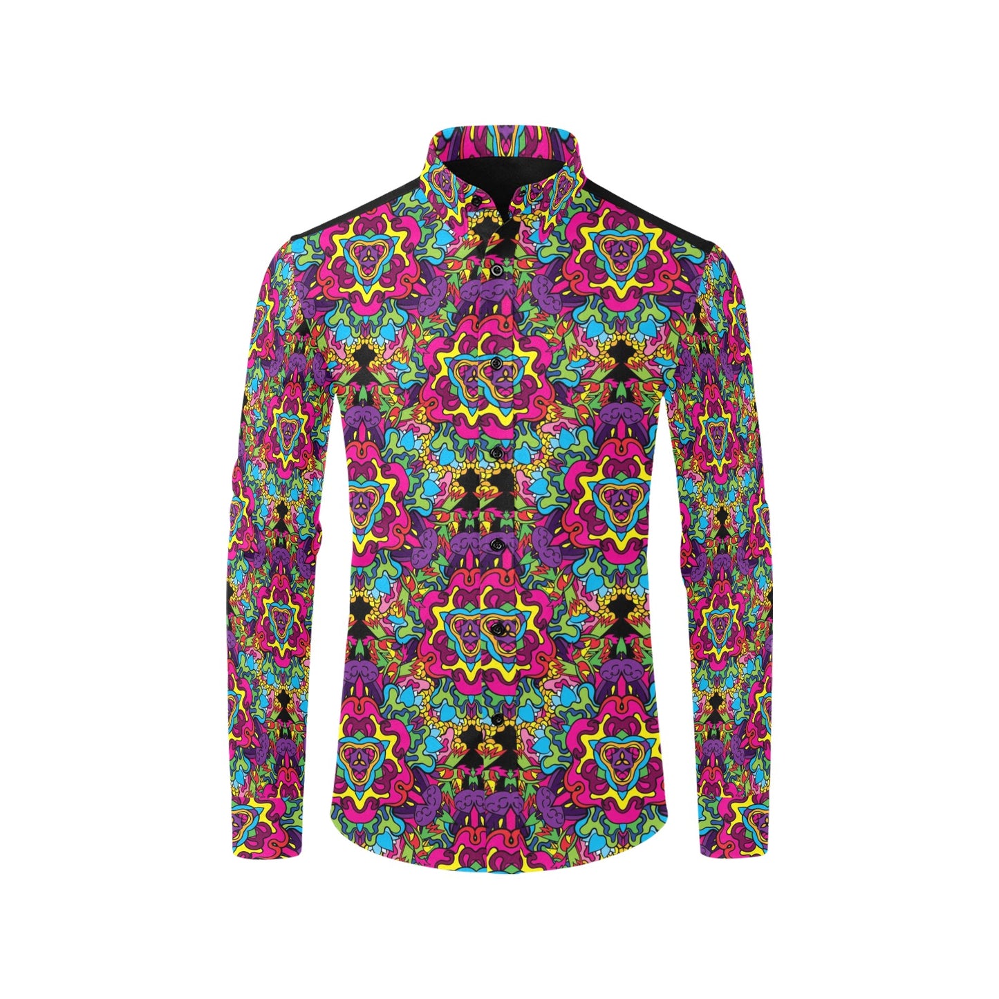 Trippy Print Design LKS303 Men's Long Sleeve Dress Shirt