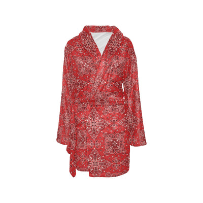 Bandana Red Pattern Print Design LKS3010 Women's Fleece Robe