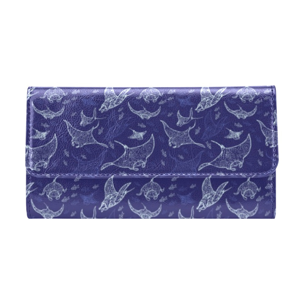 Manta Ray Print Design LKS401 Women's Trifold Wallet