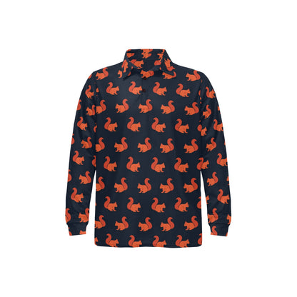 Squirrel Print Design LKS306 Long Sleeve Polo Shirt For Men's