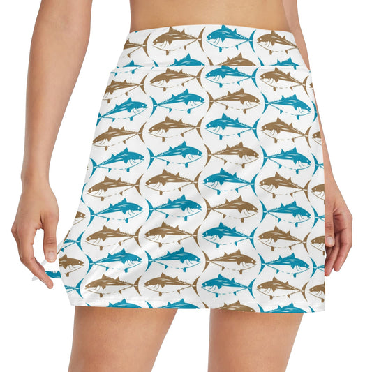 Tuna Fish Print Design LKS301 17" Golf & Pickleball Skort with Pockets