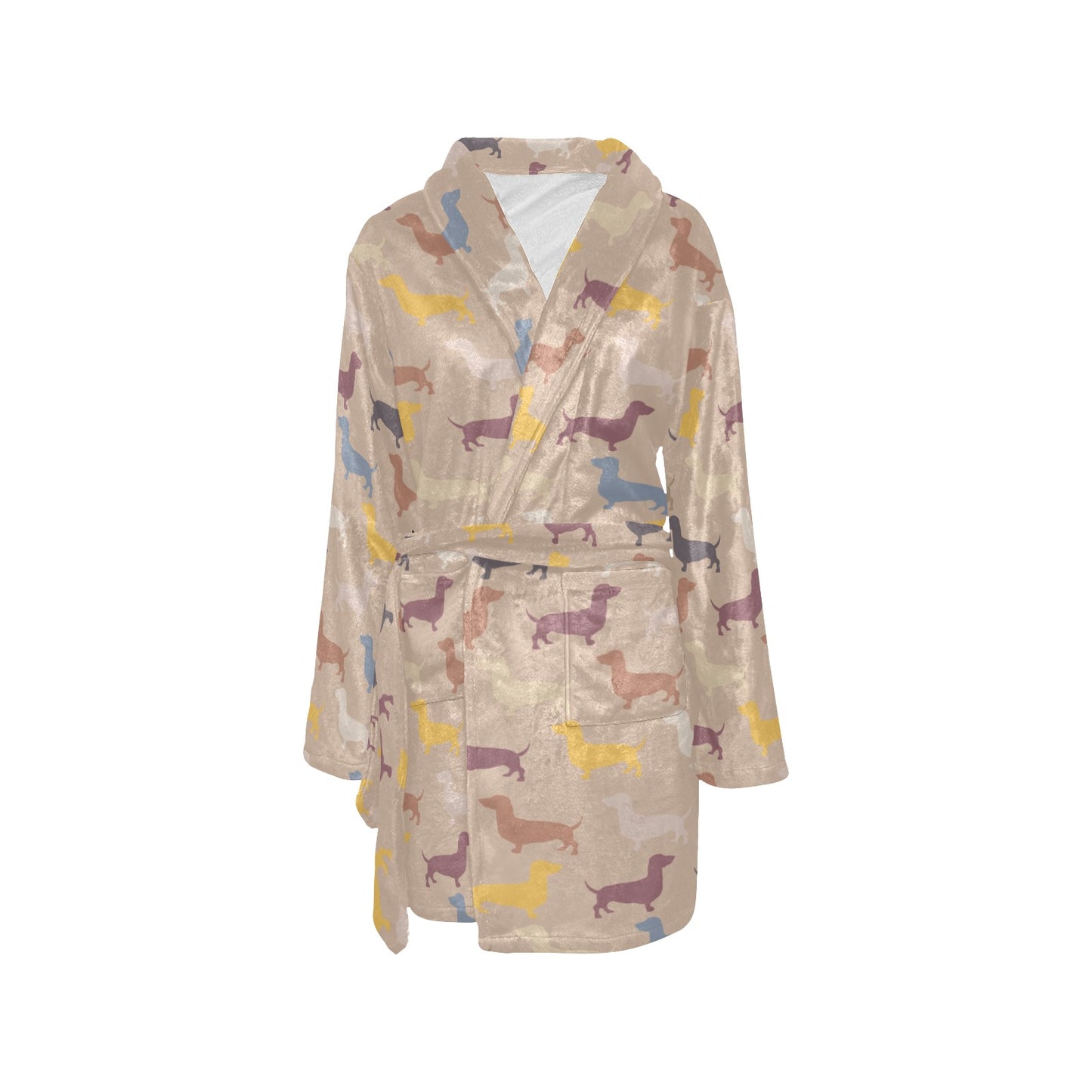 Dachshund Pattern Print Design 03 Women's Fleece Robe