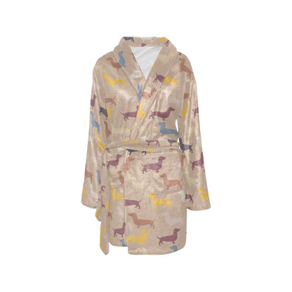Dachshund Pattern Print Design 03 Women's Fleece Robe