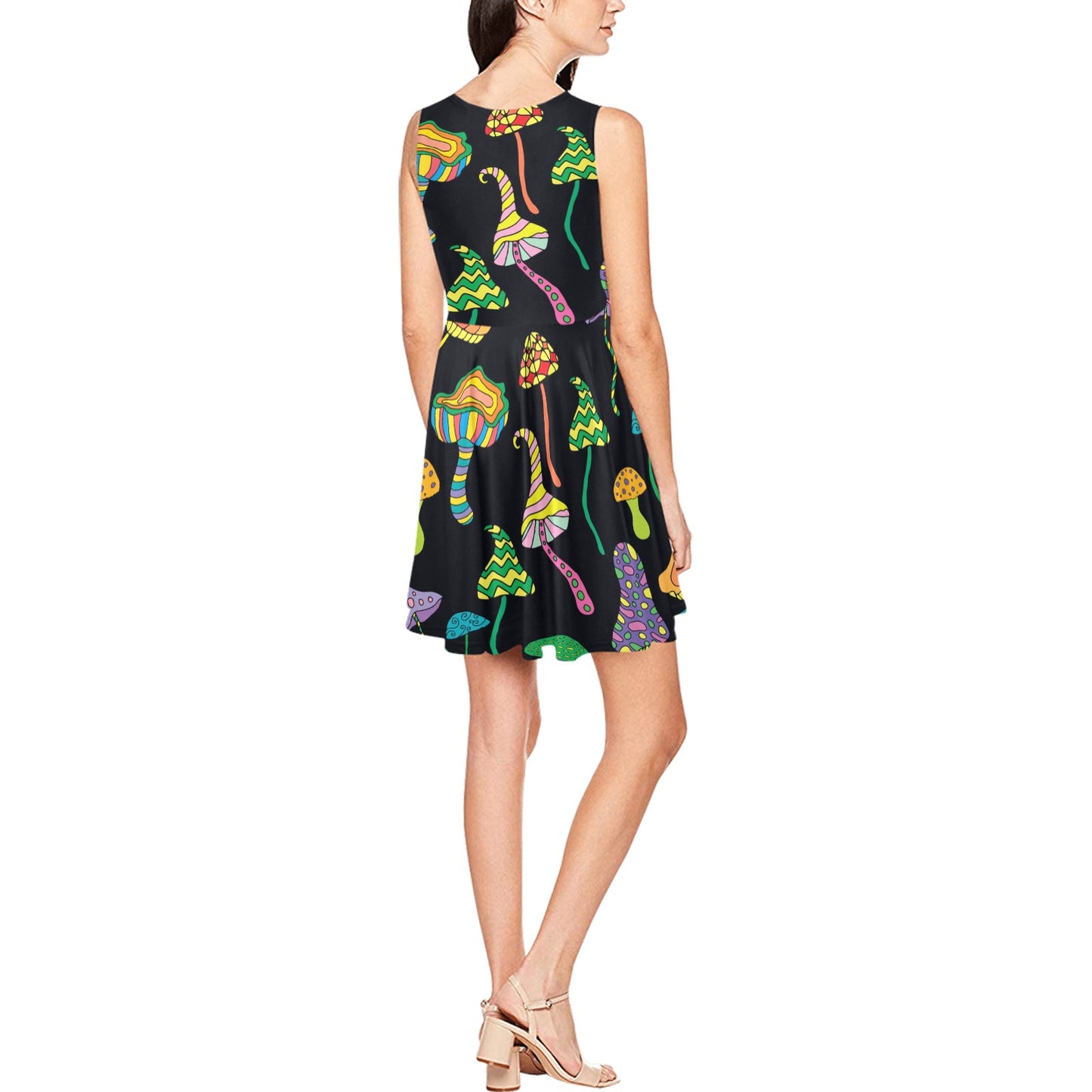 Psychedelic Mushroom Pattern Print Design A02 Sleeveless Dress