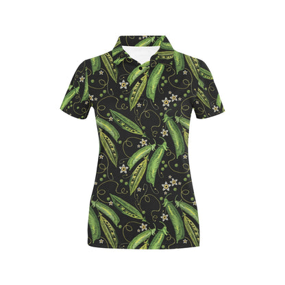 Peas Pattern Print Design A02 Women's Polo Shirt