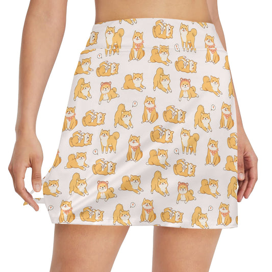 Shiba Inu Print Design LKS308 17" Golf & Pickleball Skort with Pockets