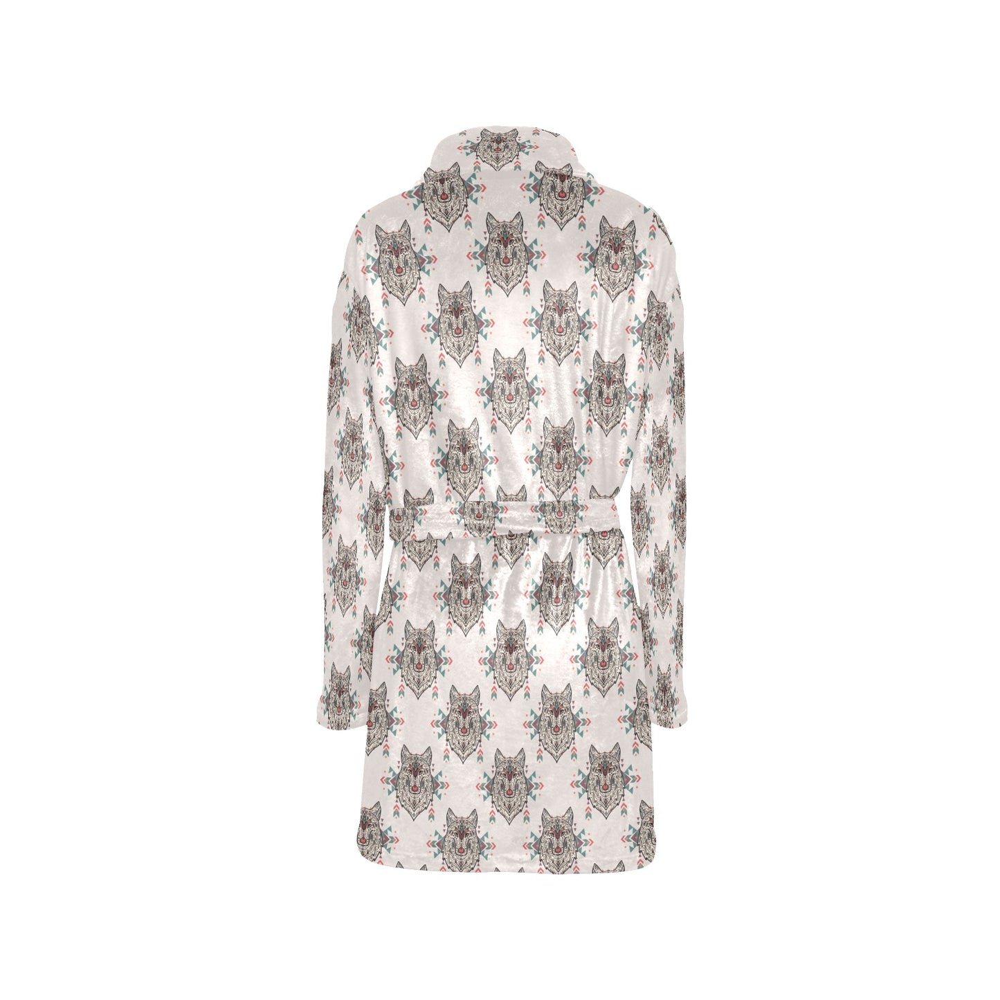 Aztec Wolf Pattern Print Design 01 Women's Fleece Robe