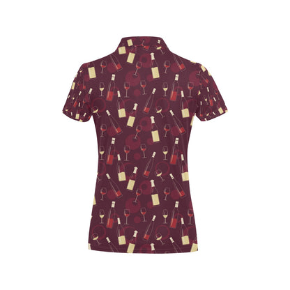 Wine Themed Print Design LKS302 Women's Polo Shirt