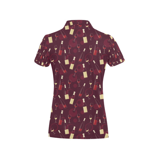 Wine Themed Print Design LKS302 Women's Polo Shirt