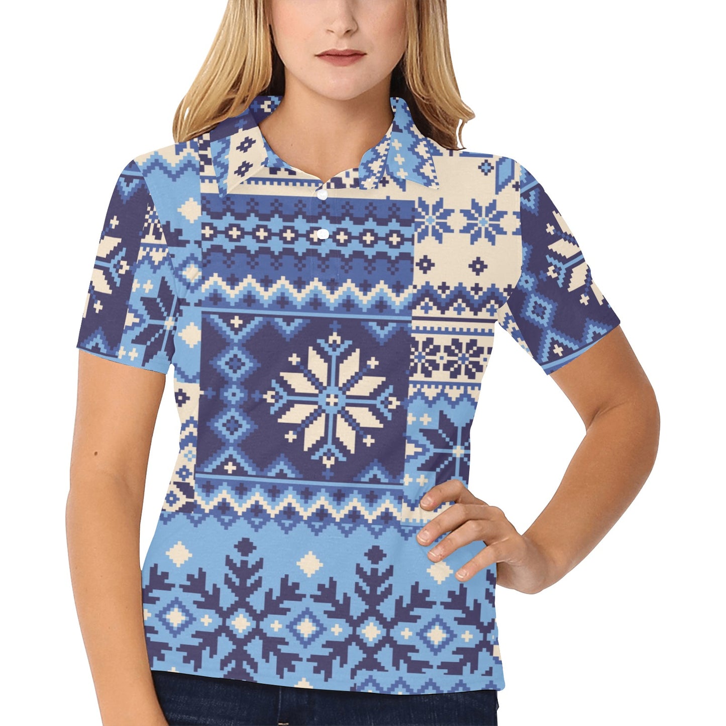 Nordic Pattern Print Design A04 Women's Polo Shirt