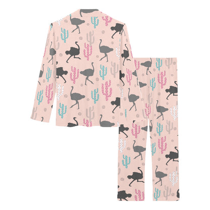 Ostrich Pattern Print Design 03 Women's Long Pajama Set