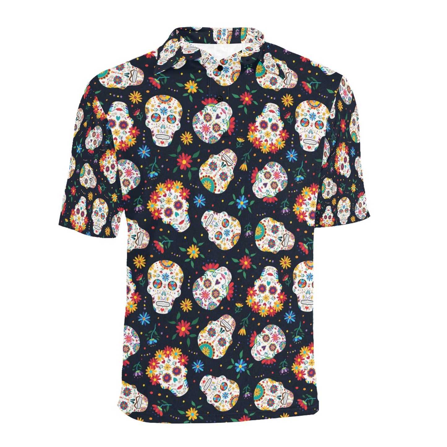 Sugar Skull Print Design LKS305 Men Polo Shirt