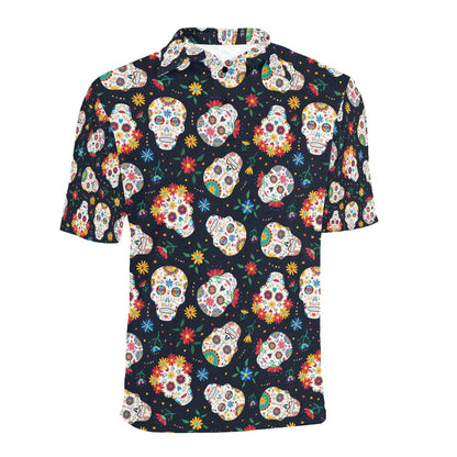 Sugar Skull Print Design LKS305 Men Polo Shirt