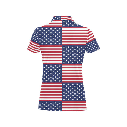 Patriotic US Flag Pattern Print Design A03 Women's Polo Shirt
