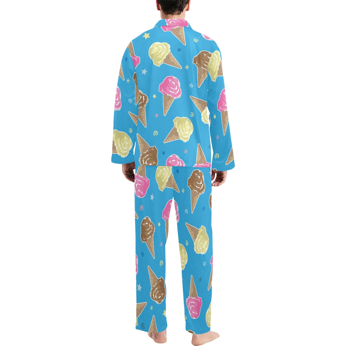 Ice Cream Pattern Print Design 01 Men's Long Pajama Set