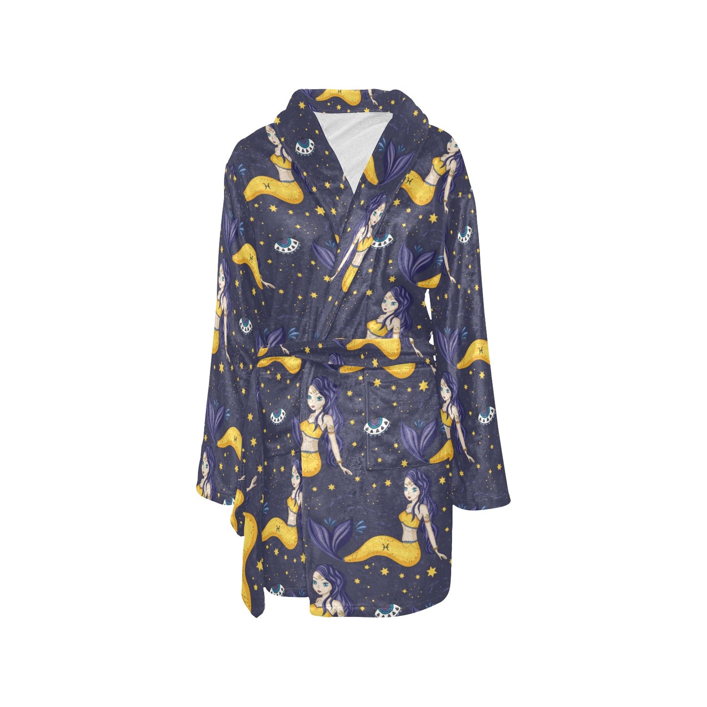 Pisces Pattern Print Design A04 Women's Fleece Robe