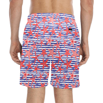 Starfish Print Design LKS401 Men's Swim Trunks Beach Shorts