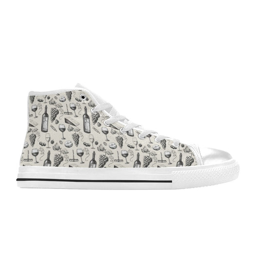 Wine Themed Print Design LKS306 Men's High Top Canvas Shoes