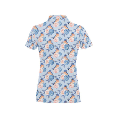 Bluebird Pattern Print Design 01 Women's Polo Shirt