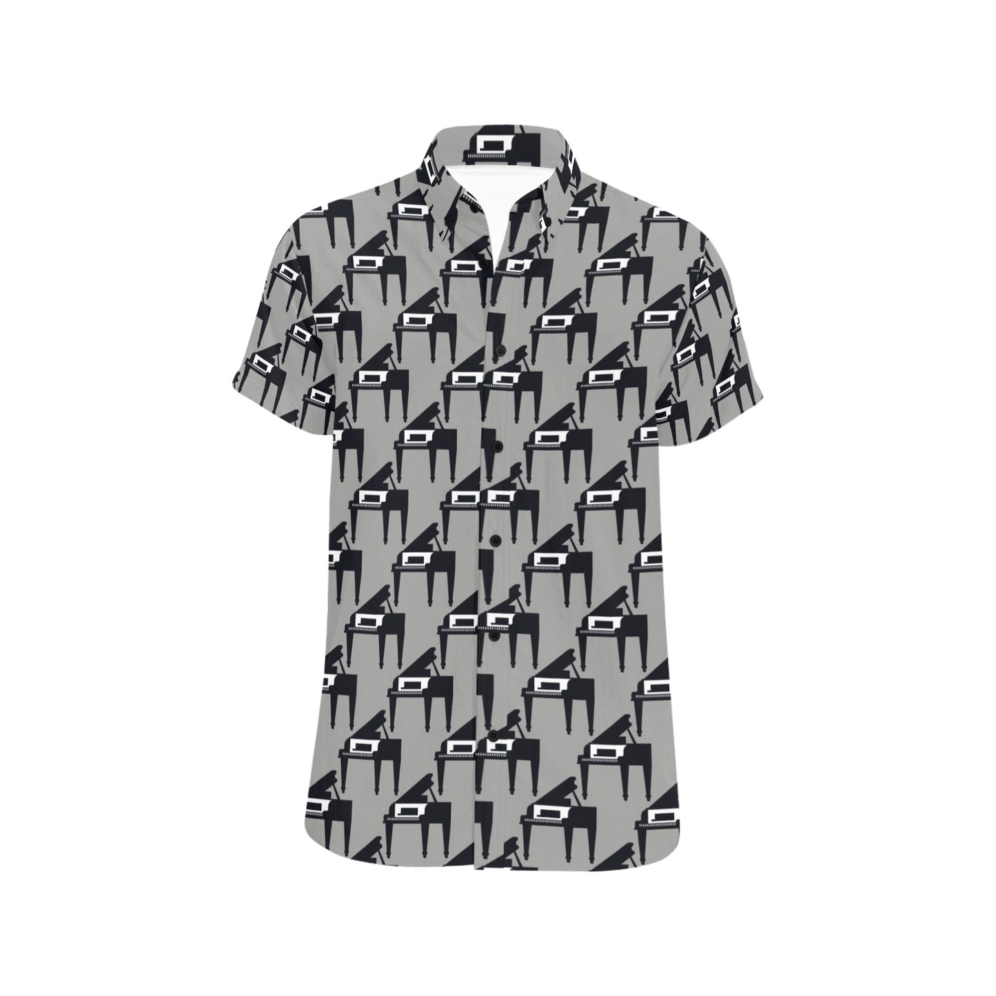 Piano Print Design LKS404 Men Short Sleeve Button Up Shirt