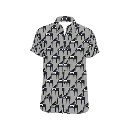 Piano Print Design LKS404 Men Short Sleeve Button Up Shirt