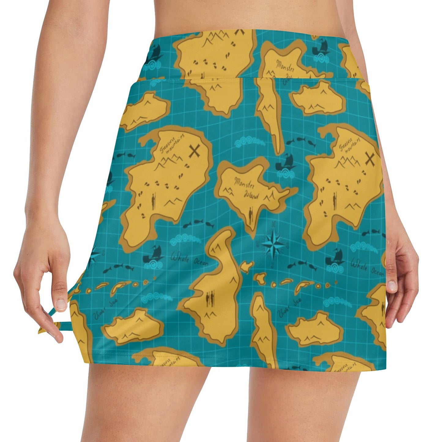 World Map Print Design LKS301 17" Golf & Pickleball Skort with Pockets