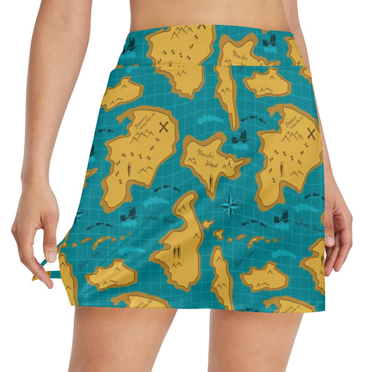 World Map Print Design LKS301 17" Golf & Pickleball Skort with Pockets
