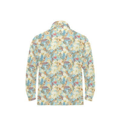 Summer Floral Print Design LKS302 Long Sleeve Polo Shirt For Men's