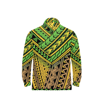 Polynesian Tribal Color Long Sleeve Polo Shirt For Men's