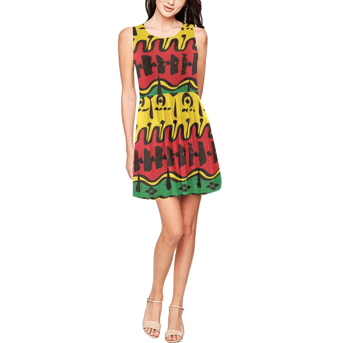 Rasta Pattern Print Design A01 Sleeveless Dress