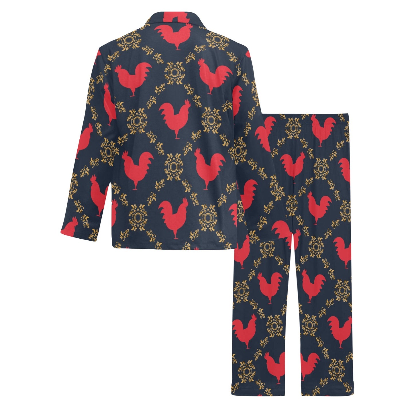 Rooster Pattern Print Design A02 Men's Long Pajama Set