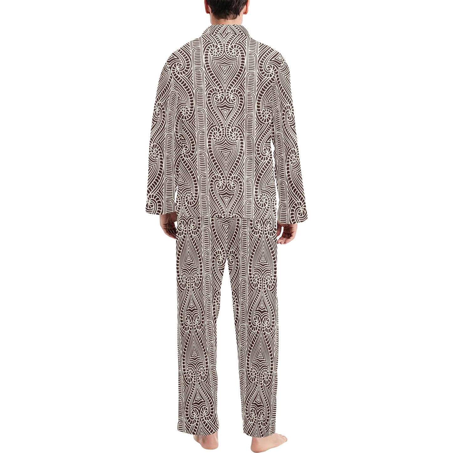 Maori Pattern Print Design 04 Men's Long Pajama Set