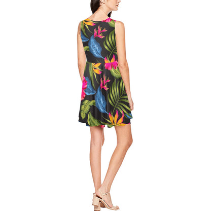 Bird Of Paradise Pattern Print Design BOP014 Sleeveless Dress