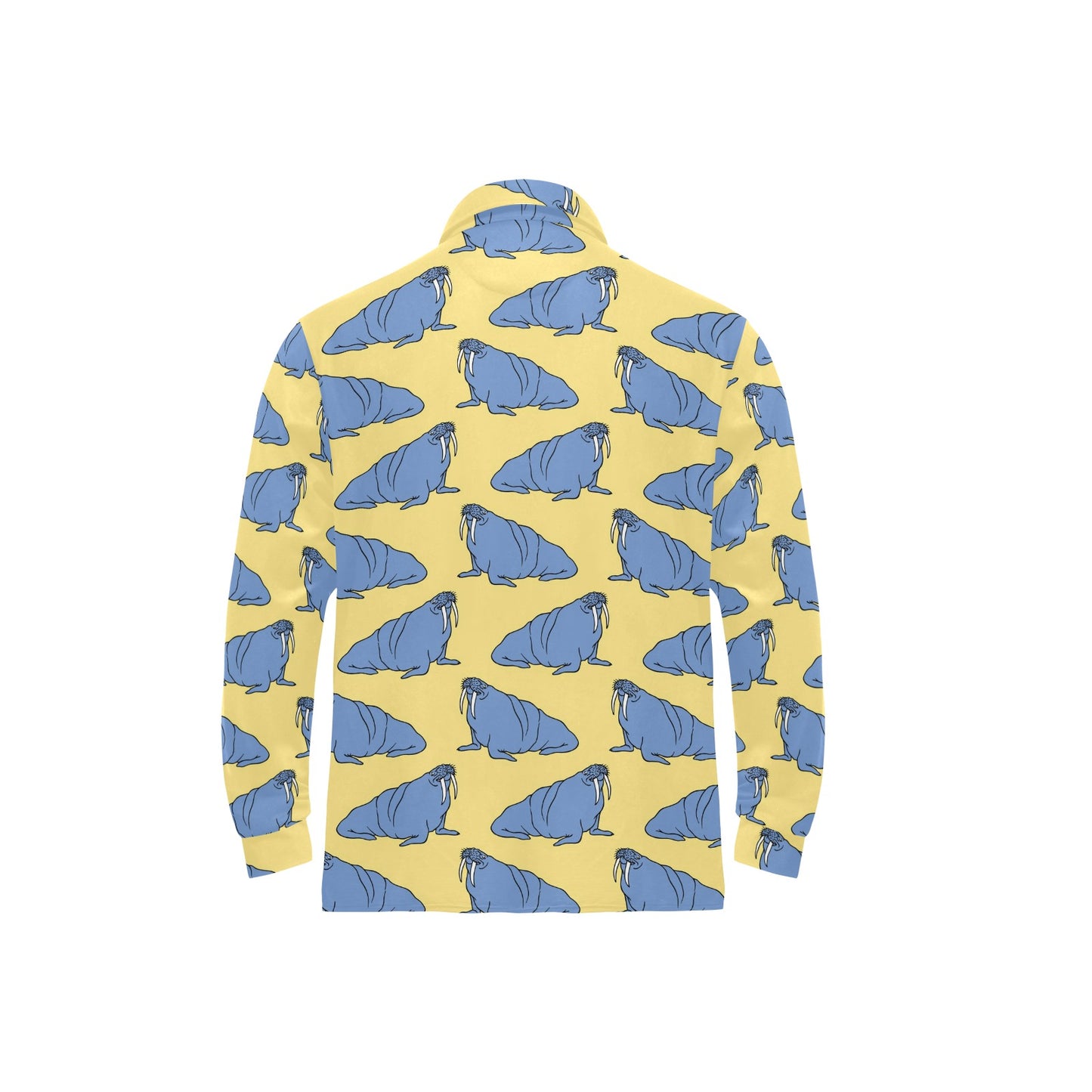 Walrus Pattern Print Design 02 Long Sleeve Polo Shirt For Men's