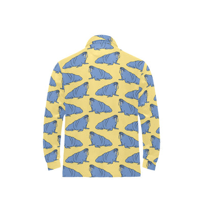 Walrus Pattern Print Design 02 Long Sleeve Polo Shirt For Men's