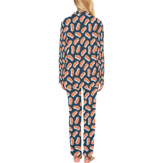 Salmon Steak Print Design LKS306 Women's Long Pajama Set