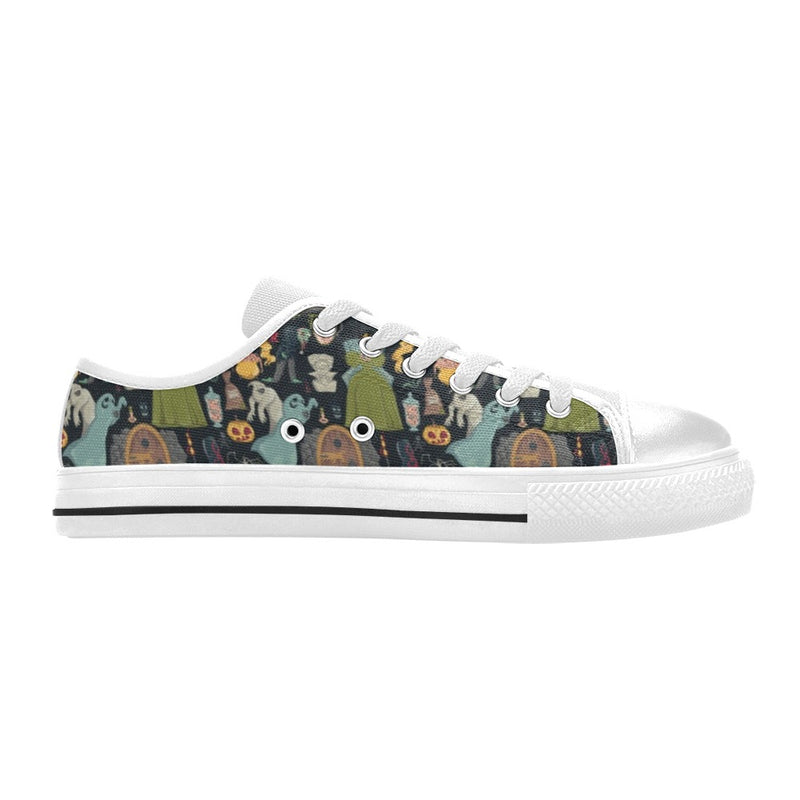 Creepy Halloween Print Design LKS304 Women's White Low Top Shoes