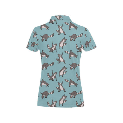 Raccoon Pattern Print Design A07 Women's Polo Shirt