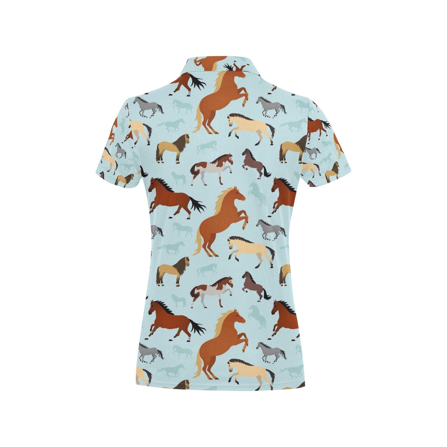 Horse Cute Themed Pattern Print Women's Polo Shirt