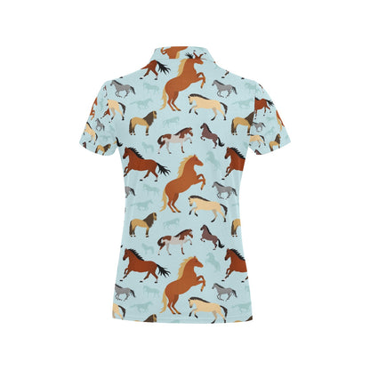 Horse Cute Themed Pattern Print Women's Polo Shirt