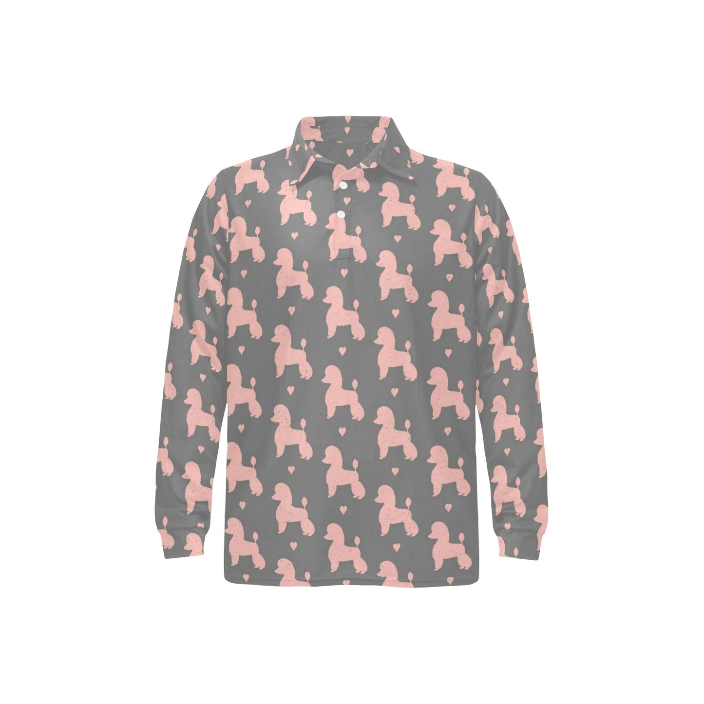 Poodle Pattern Print Design A02 Long Sleeve Polo Shirt For Men's
