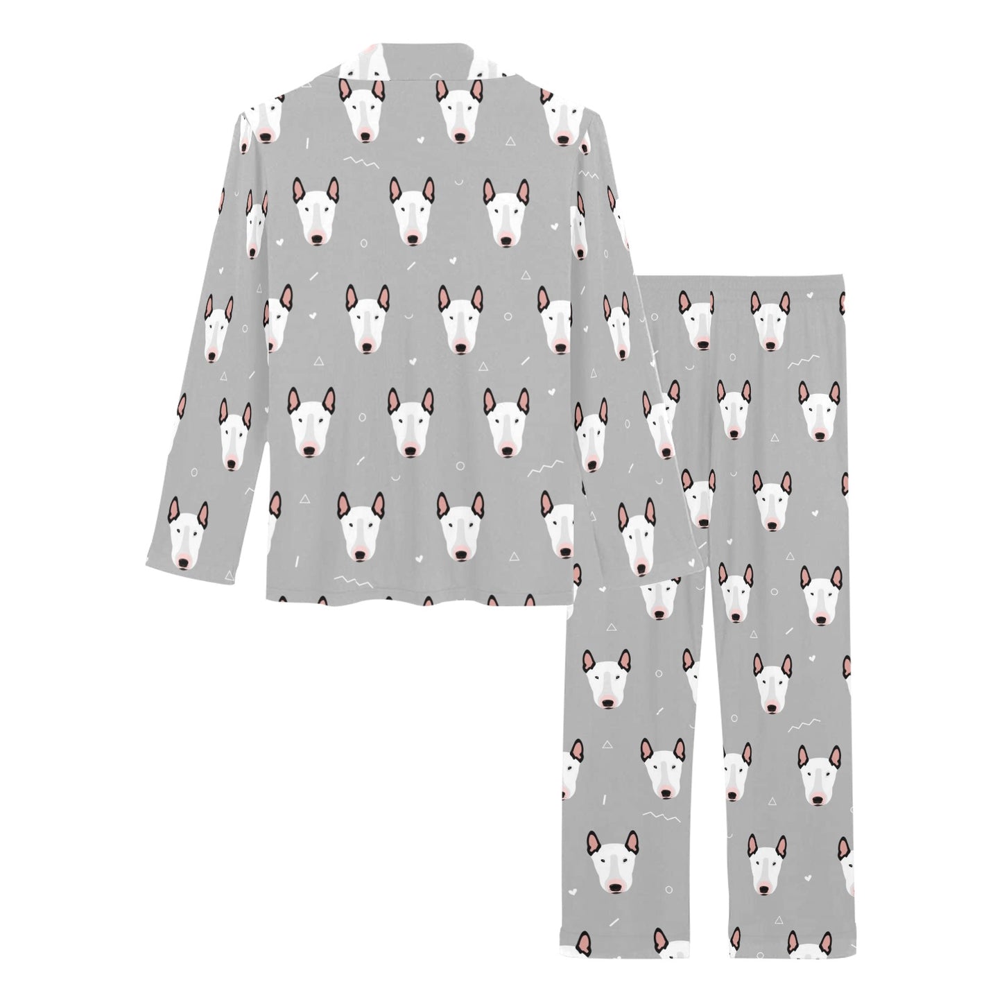 Bull Terrier Head Print Pattern Women's Long Pajama Set