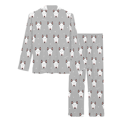 Bull Terrier Head Print Pattern Women's Long Pajama Set