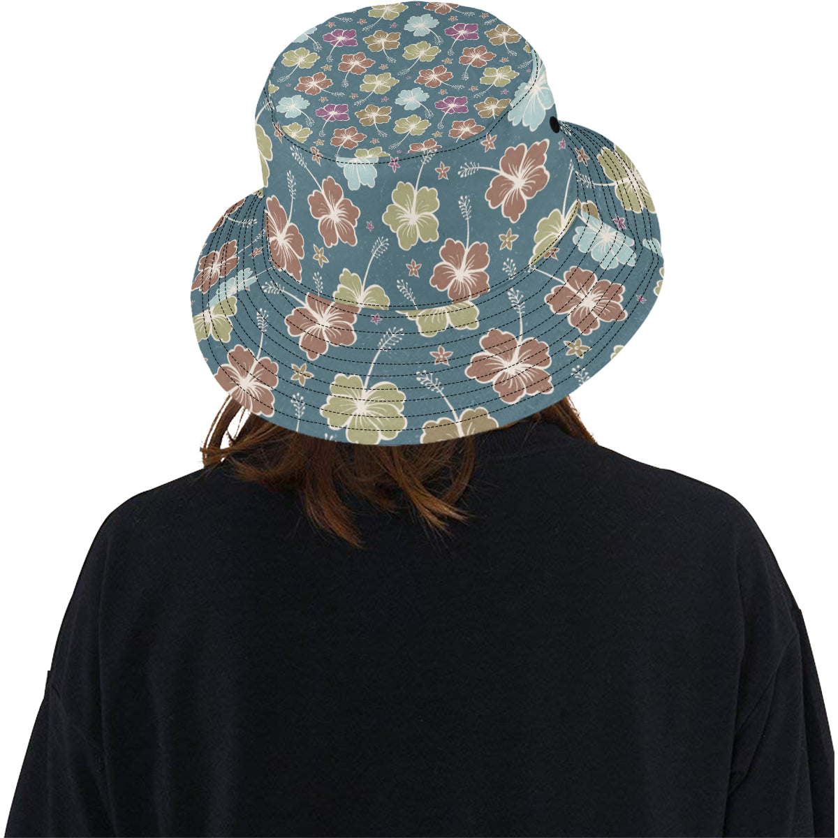 Hibiscus Pattern Print Design HB033 Unisex Bucket Hat
