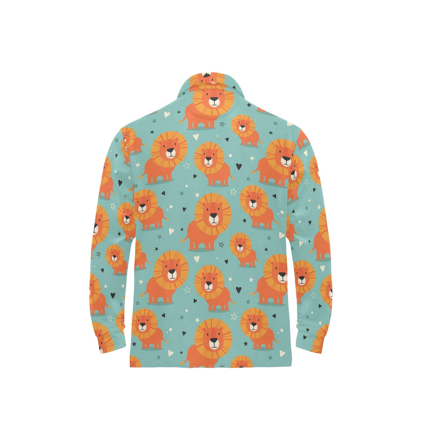 Lion Baby Pattern Print Design 03 Long Sleeve Polo Shirt For Men's
