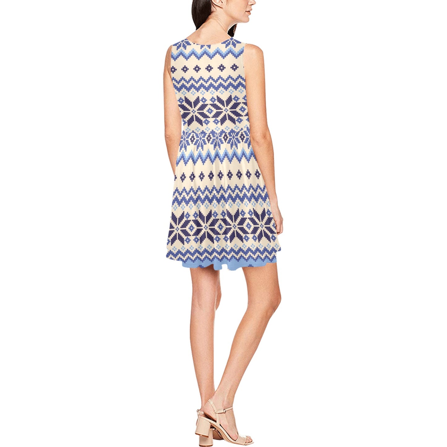Nordic Pattern Print Design A03 Sleeveless Dress
